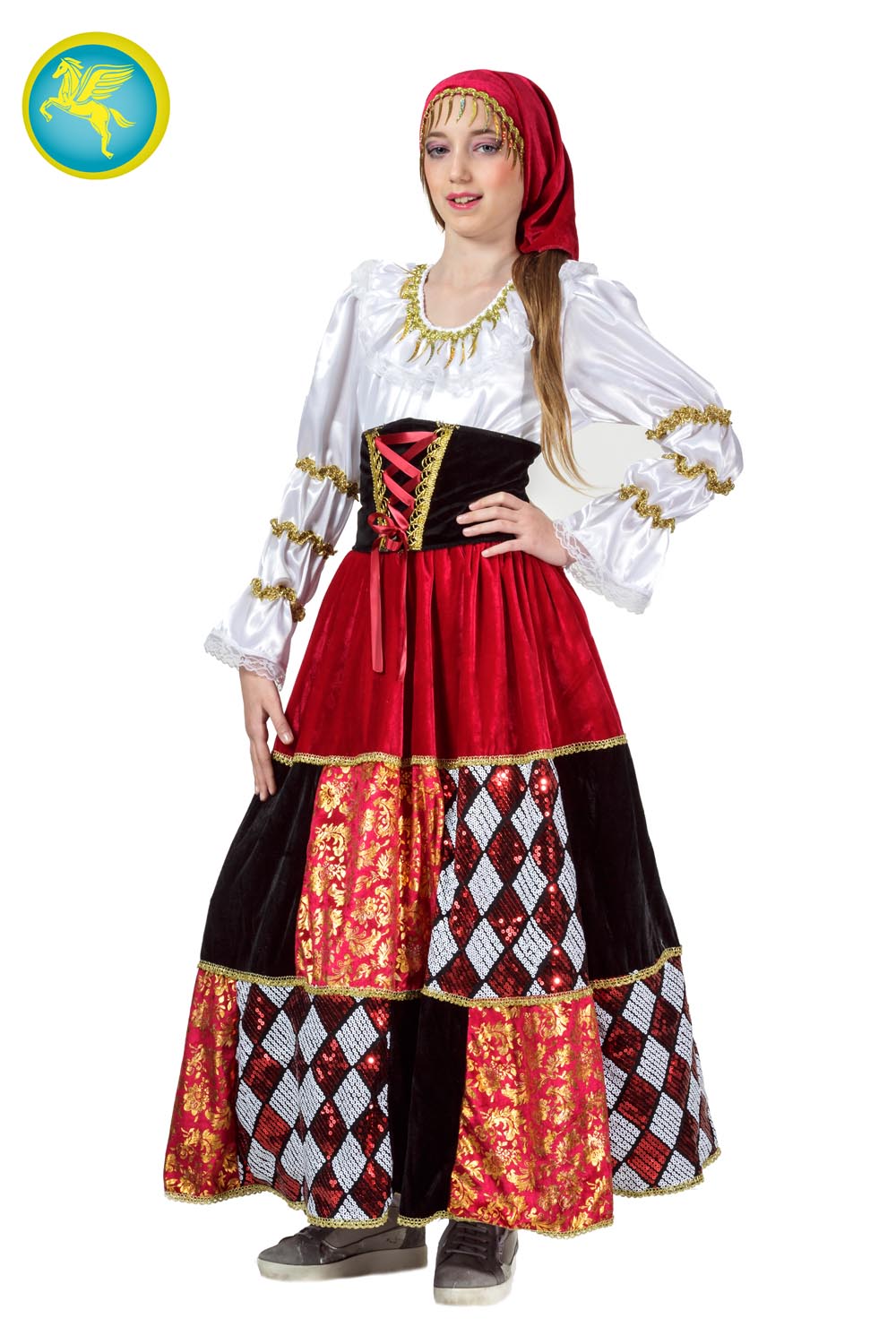 Costume Di Carnevale Bambino/a Da Gitana Lusso Di Pegasus 1008