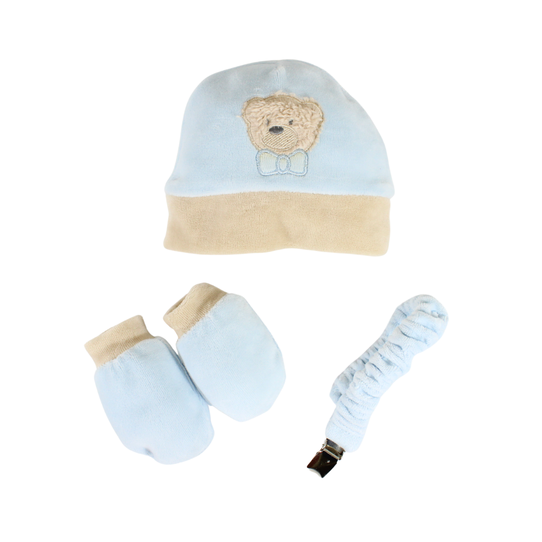 Set of baby hat, slippers and pacifier holder NG2147/29 Nazareno Gabrielli