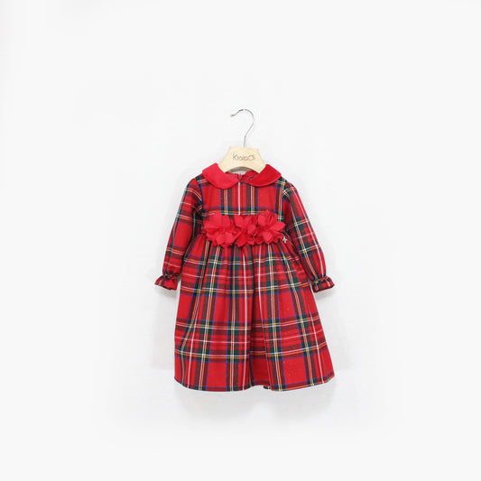 Abito natalizio neonata fantasia tartan Klaiadì KD10913