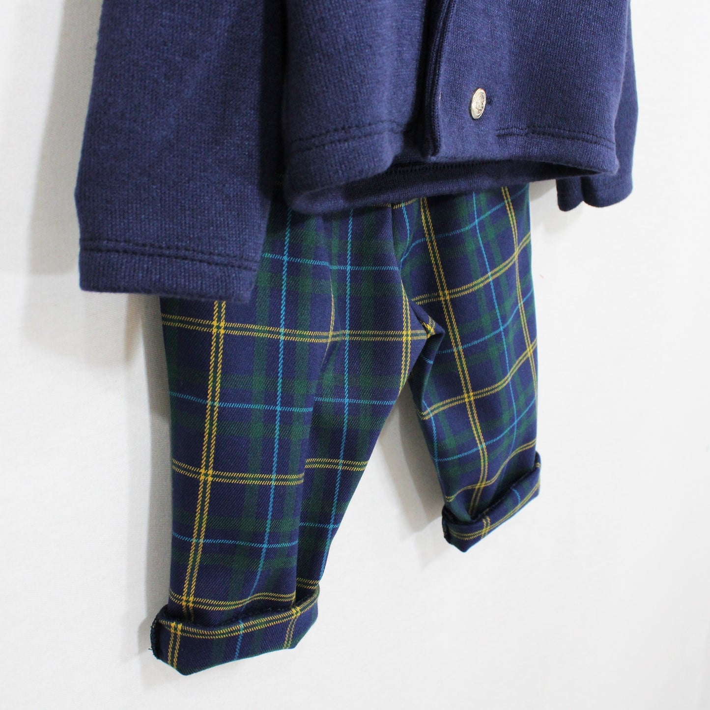 Completo natalizio con pantalone tartan per neonato e bambino Klaiadì KD12199/KD12200